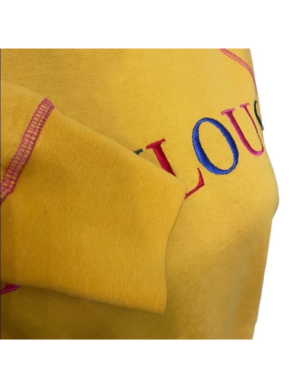 C & A Buying co casual yellow long sleeve embroidery rainbow sweatshirt large - Picture 8 of 12